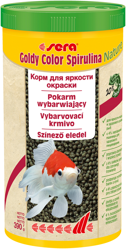 Sera Goldy Color Spirulina Nature Корм для золотых рыб в гранулах, 1000мл (390г)