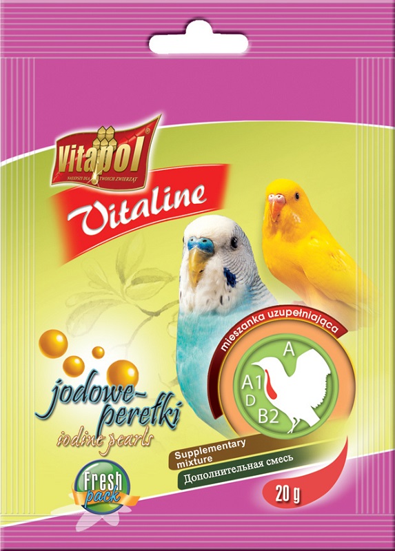 Vitapol Корм для волнистых попугаев VITALINE йодовые жемчужины 20г