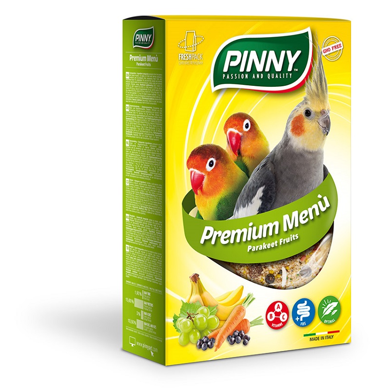 Pinny Premium Menu Мягкий витаминный корм для средних попугаев с фруктами, 800г