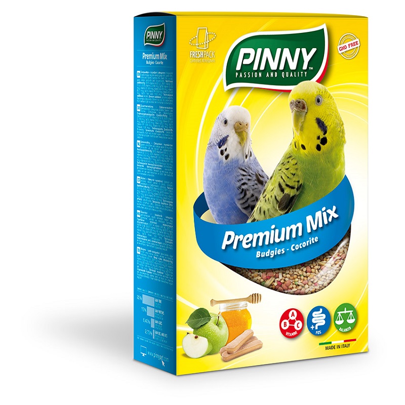 Pinny Premium Menu Полнорационный корм для волнистых попугаев с фруктами, бисквитом и витаминами, 0,8кг