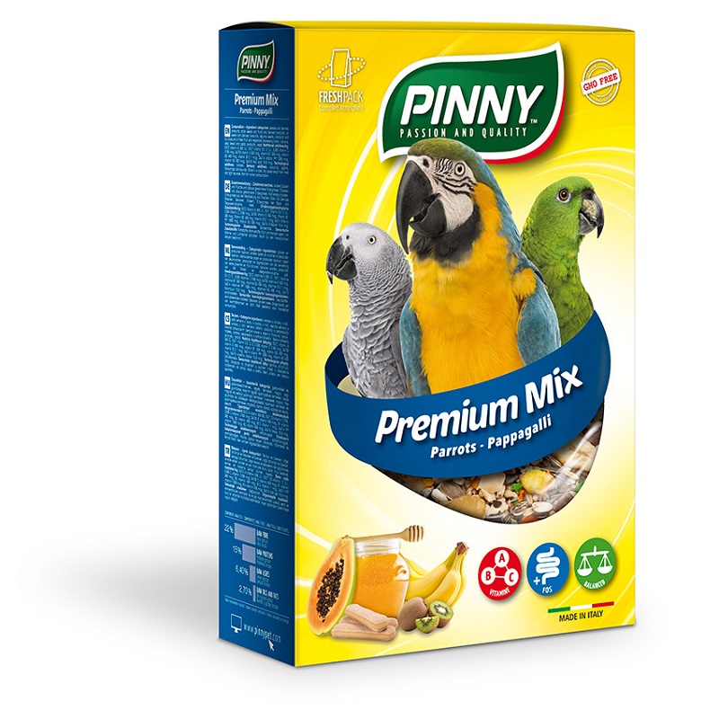 Pinny Premium Menu Полнорационный корм для средних/ крупных попугаев с фруктами, бисквитом и витаминами, 0,7кг