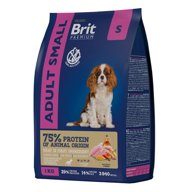 Brit Premium Dog Adult Small Сухой корм с курицей для взрослых собак мелких пород (1–10 кг), 1кг