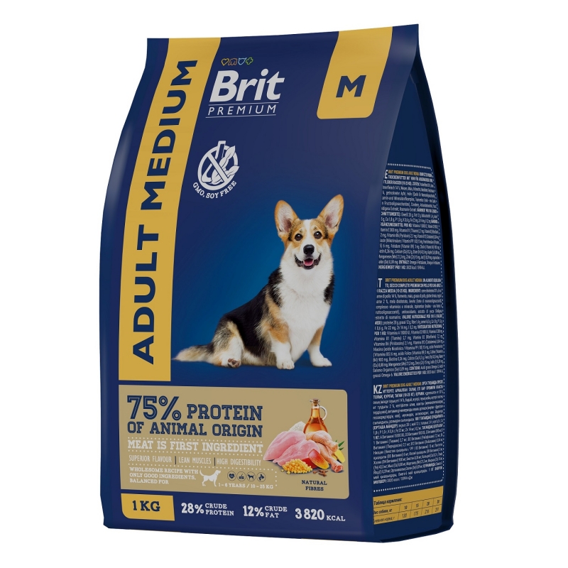 Brit Premium Dog Adult Medium Сухой корм с курицей для взрослых собак средних пород