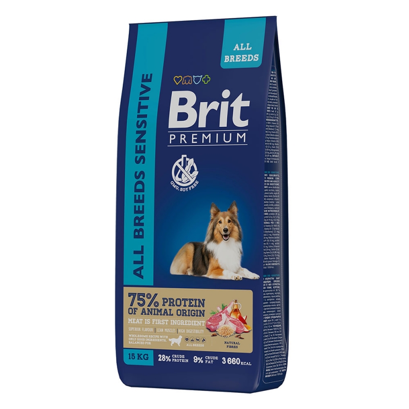 Brit Premium Dog Sensitive Сухой корм с ягненком и индейкой для взрослых собак всех пород с чувствительным пищеварением