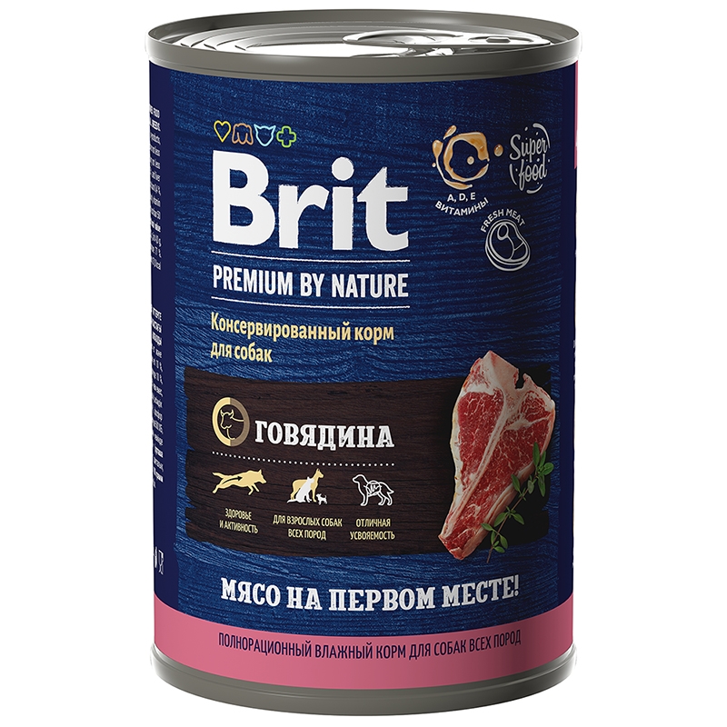 Brit Premium by Nature Консервы с говядиной для взрослых собак всех пород, 410г