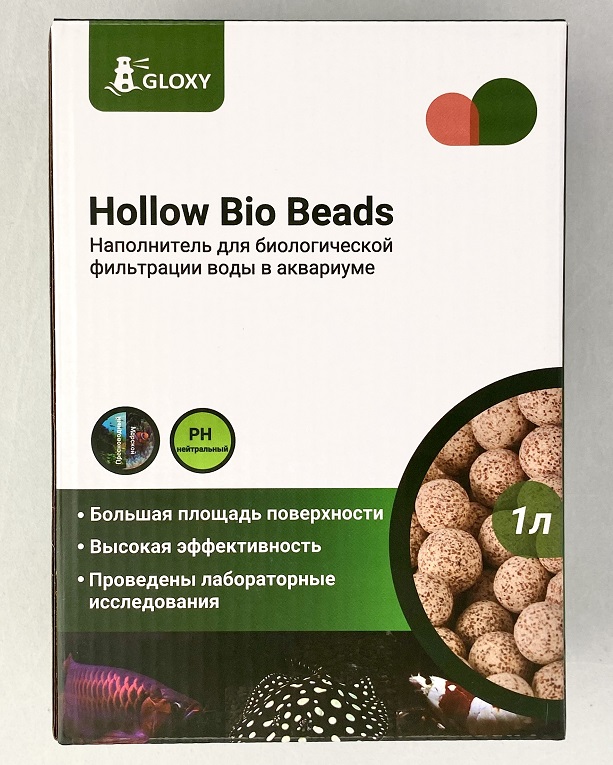 Gloxy Наполнитель для биологической фильтрации воды Hollow Bio Beads 1л