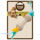 Triol Игрушка для кошек из гофрокартона Гантель с перьями