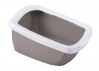IMAC Туалет для кошек глубокий с подножкой Funny, темно-серый, 62х49,5х33см