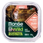 Monge Cat BWild GRAIN FREE Беззерновые консервы из лосося с овощами для взрослых кошек, 100г