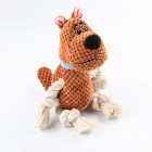 Mr.Kranch Игрушка для собак Собачка плюшевая с канатиками и пищалкой 22см, коричневая