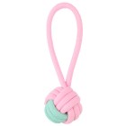 Mr.Kranch Игрушка для собак Мяч из каната на кольцевом шнуре, 15х5см, розовая с голубым