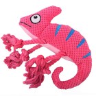 Mr.Kranch Игрушка для собак Хамелеон плюшевая с канатиками и пищалкой, 26 см, розовая
