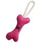Mr.Kranch Игрушка для собак мелких и средних пород Косточка с канатом 31х9х4см, ярко-розовая